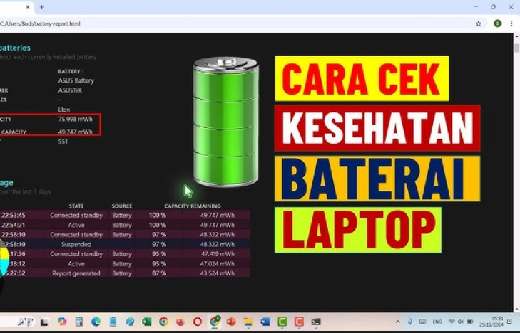 Cara Mudah Cek Kesehatan Baterai Laptop di Windows 11