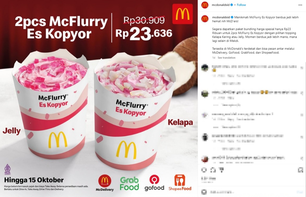 Panas-panas Gini Dapatkan Es Kopyor Hemat dengan Promo McD Oktober!