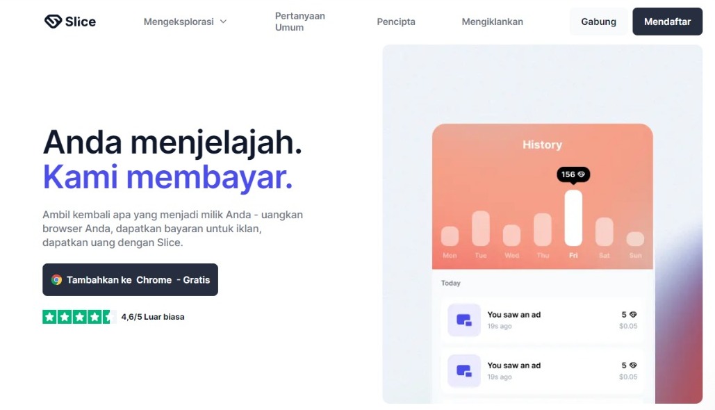 Browsing Dibayar Dollar, Hasilkan Uang dari Internet dengan Slice