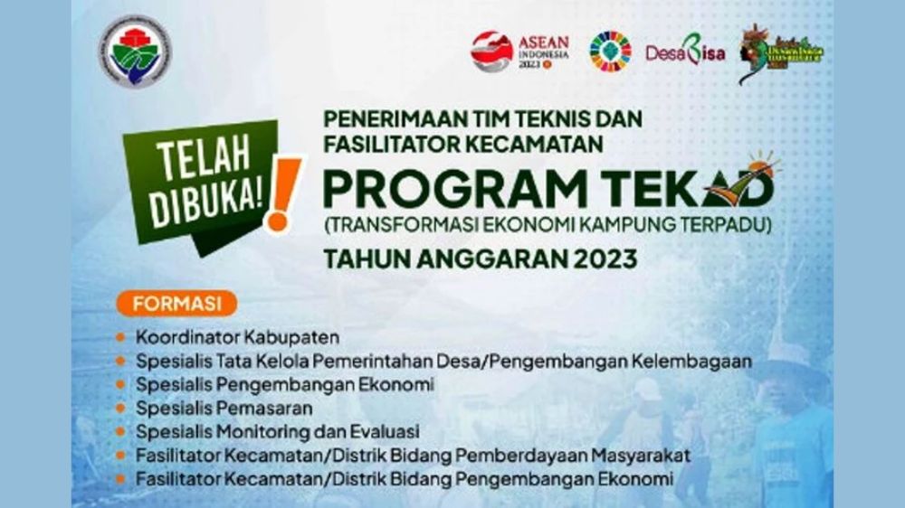 Link Pendaftaran Lowongan Fasilitator Program TEKAD Kemendesa 2023