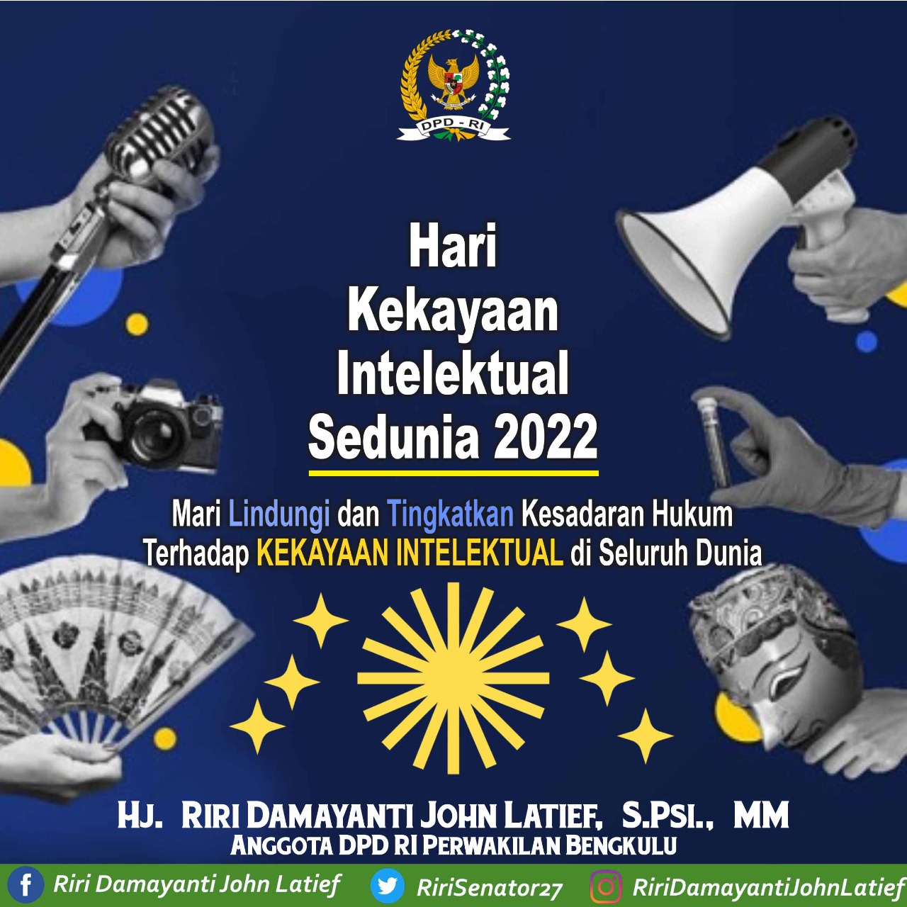 Peringatan Hari Kekayaan Intelektual Sedunia 2022, Senator Riri Optimis Pemuda Menjadi Hak Kekayaan Setiap Ban