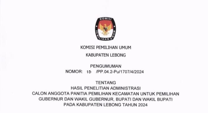 PENGUMUMAN! Daftar Lengkap Nama Calon Anggota PPK Pilkada 2024 Lebong Lolos Administrasi