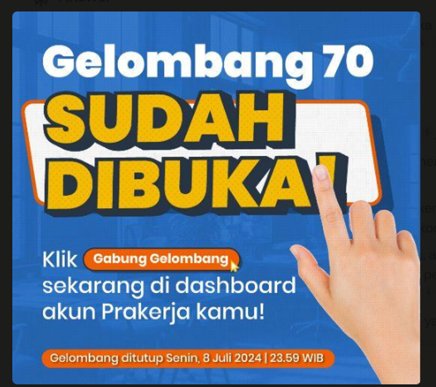 Pendaftaran Program Kartu Prakerja Gelombang 70, Segera Daftar!