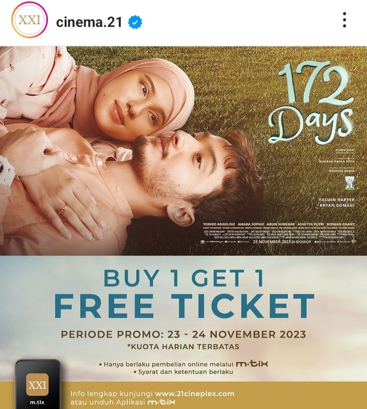 Tayang Perdana, Promo Buy 1 Get 1 Free Tiket Film 172 Days dari Cinema 21, BURUAN KUOTA TERBATAS