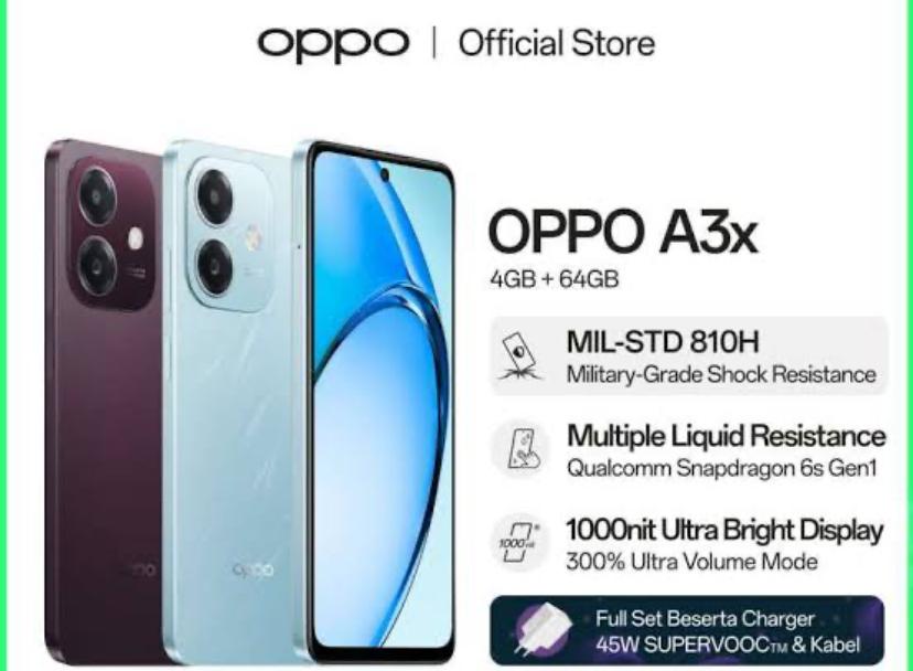 Spesifikasi dan Harga OPPO A3X HP Terbaru 2024