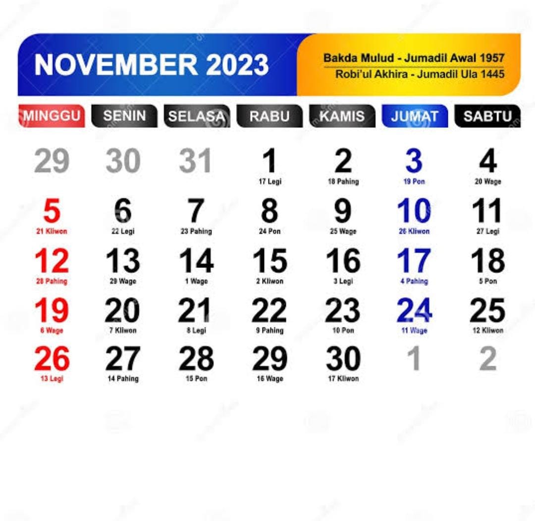 Berikut Hari Penting dan Libur Nasional Pada Bulan November 2023, Cek Jadwalnya Sini! 