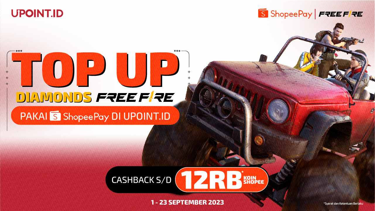 Promo Top Up Free Fire Pakai Shopeepay di UPOINT.ID, Langsung Dapat Bonus 12 Diamonds!