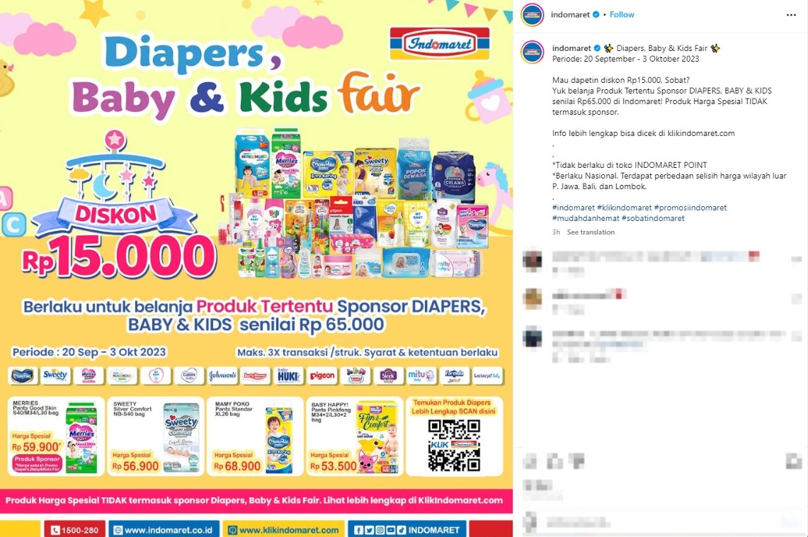 Promo Indomaret Hari Ini, Diapers, Baby & Kids Fair Diskon Rp 15 ribu, Buruan!