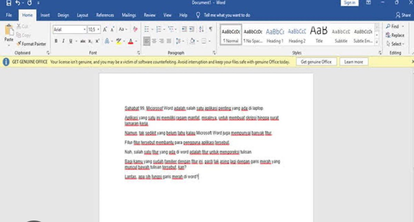 Cara Menghilangkan Garis Merah di Microsoft Word
