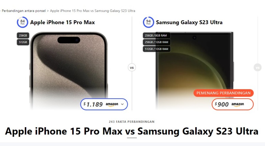 Singgasana Smartphone Terbaik 2023! Samsung Galaxy S23 Ultra & iPhone 15 Pro Max Bersaing Ketat