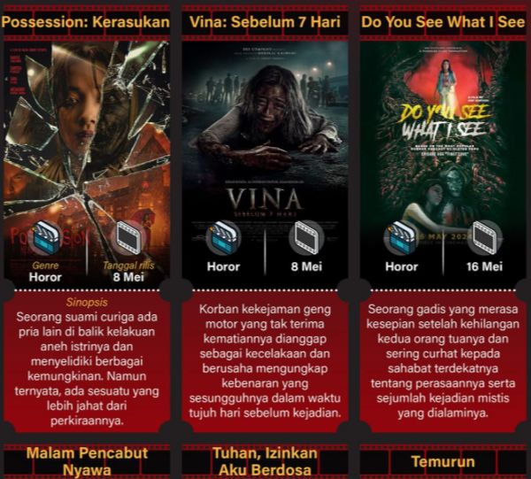 Spesial Weekend! Berikut Ini Daftar Film Horor Tayang di Bioskop Incaran Anda