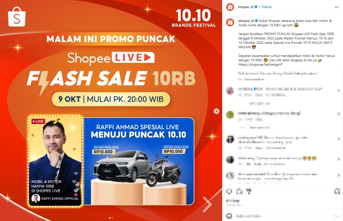 Bawa Pulang Mobil AGYA cuma Rp 10 rb di Shopee Live 10.10 Brands Festival!