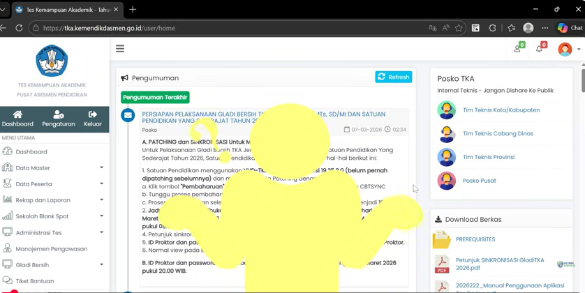 Menu Gladi Bersih TKA Sudah Muncul! Cara Download Kartu Login Peserta dan Administrasi Tes
