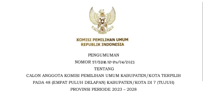 Lengkap,, Nama-Nama Komisioner  KPU Kabupaten/Kota Terpilih Periode 2023-2028 se Provinsi Bengkulu