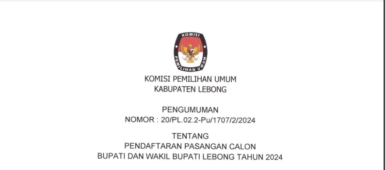 KPU Lebong Umumkan Pendaftaran Pasangan Cabup dan Cawabup Pilkada 2024, Ini Syaratnya