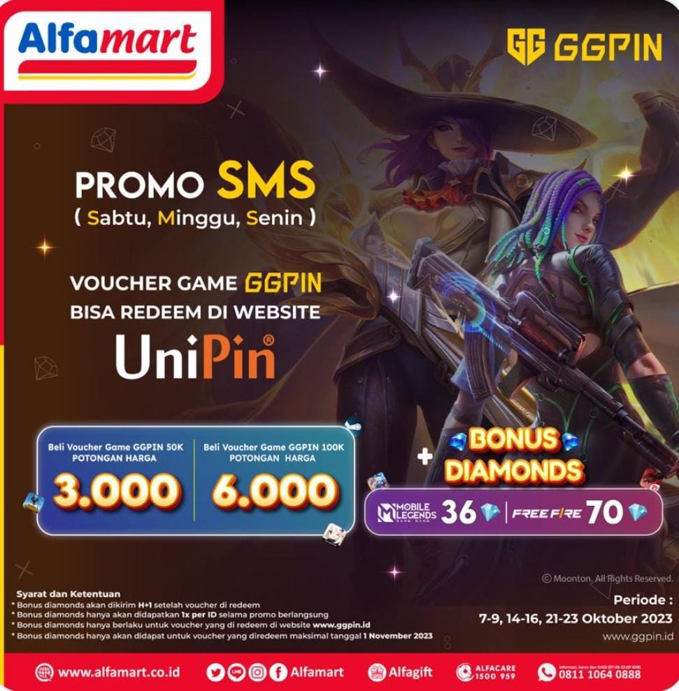  Promo Alfamart Bagi-bagi Voucher Game GGPIN Lho !! Banyak Potongan Harga ditambah Free Diamond,Buruan Serbu ?