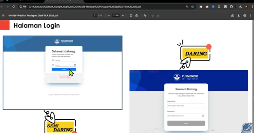Penggunaan Aplikasi Tes TKA Full Daring dan Semi Daring 2026