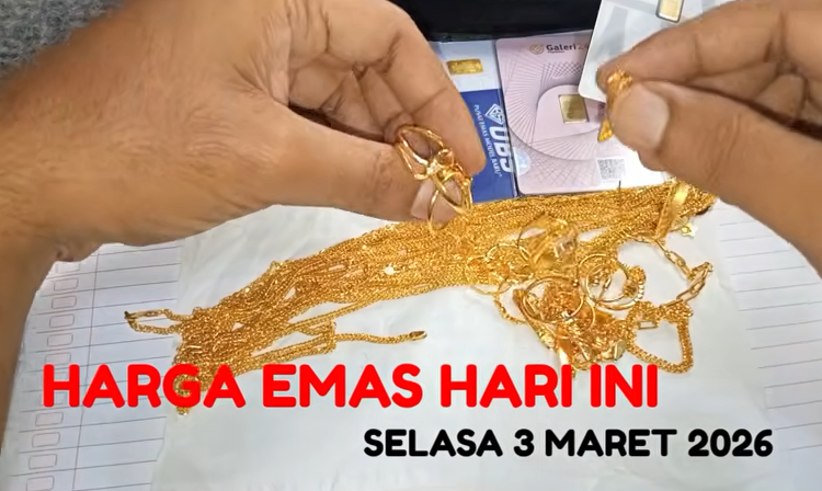 Harga Emas Hari Selasa 3 Maret 2026: Update Terbaru Antam, UBS, Galeri 24, dan Emas 24K Lokal