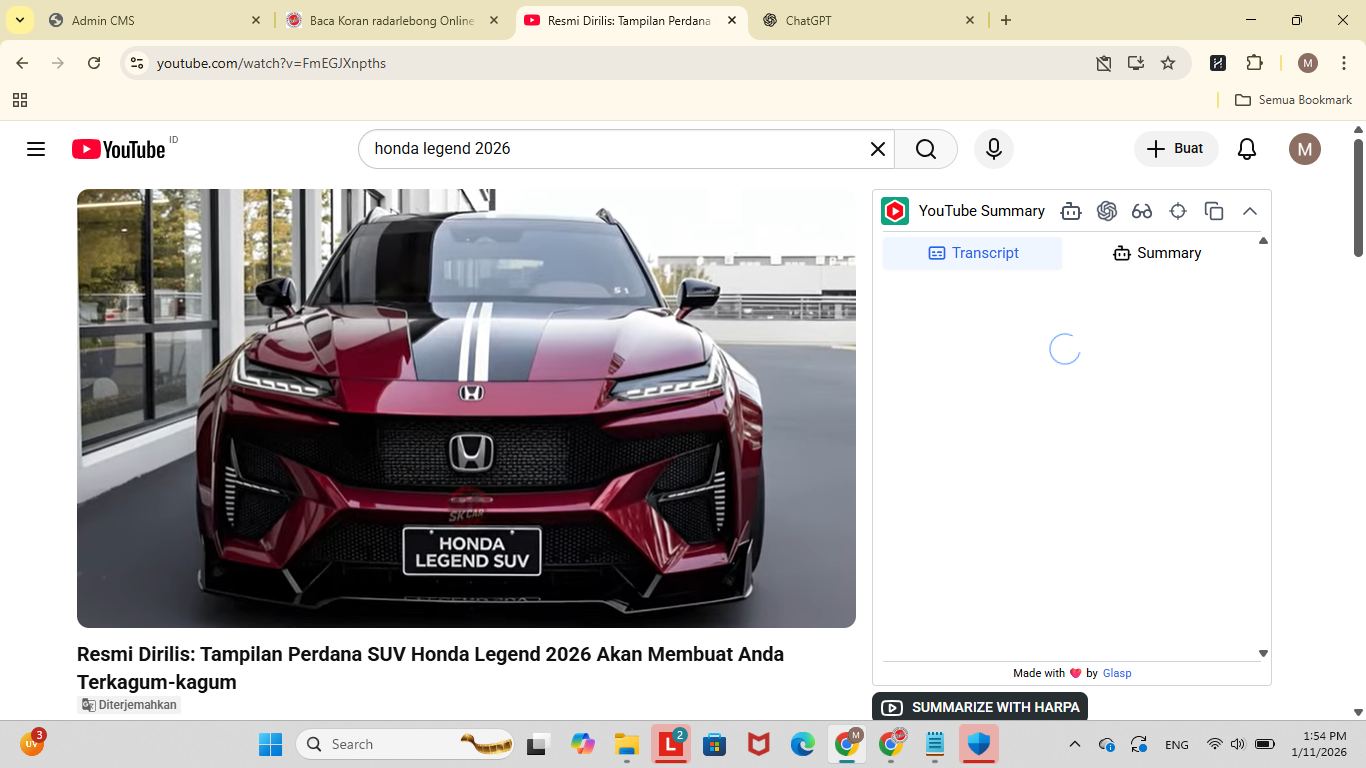 Resmi Dirilis: Tampilan Perdana SUV Honda Legend 2026 Akan Membuat Anda Terkagum-kagum