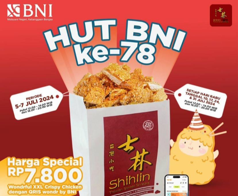  Nikmati Makanan dan Hiburan Diskon 78% Rayakan HUT BNI Sampai Agustus 2024