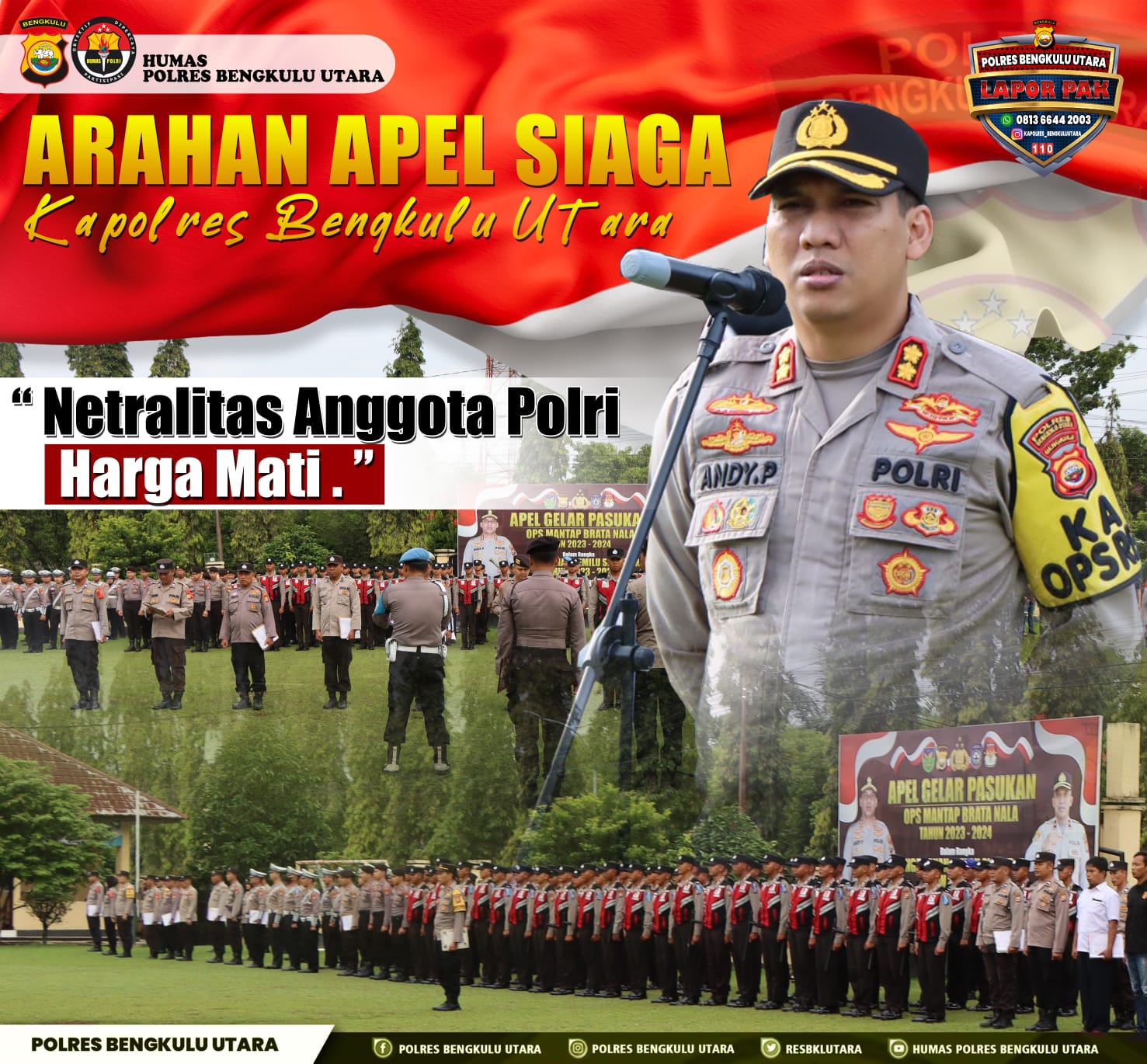 Jelang Pemilu 2024, Kapolres Bengkulu Utara Warning Personelnya 