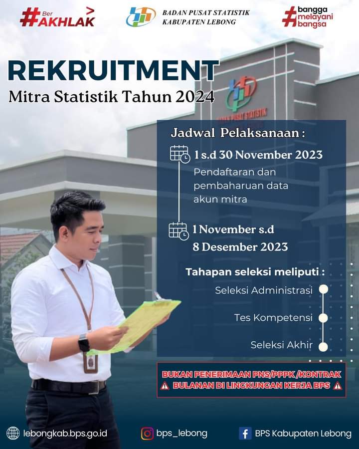 MARI MERAPAT,  Rekrutmen Mitra Statistik 2024 Dibuka, Catat Syarat dan Link Pendaftarannya di SINI