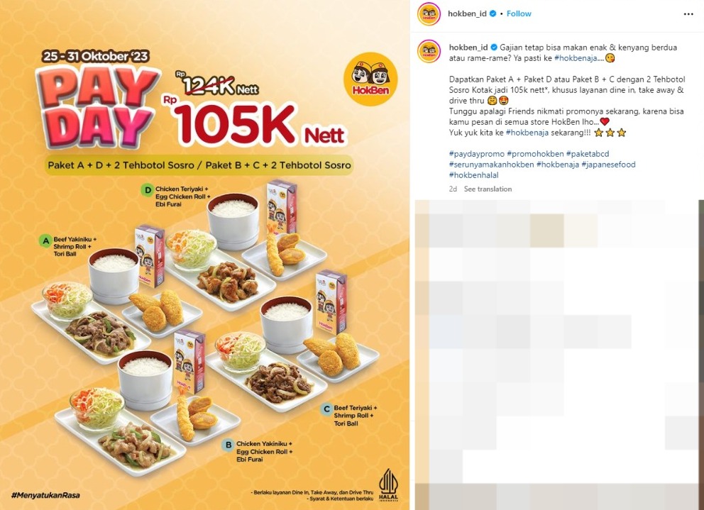 Promo HokBen Hari Ini: Paket Hemat 2x Nikmat, Harganya Cuma 105 Ribu