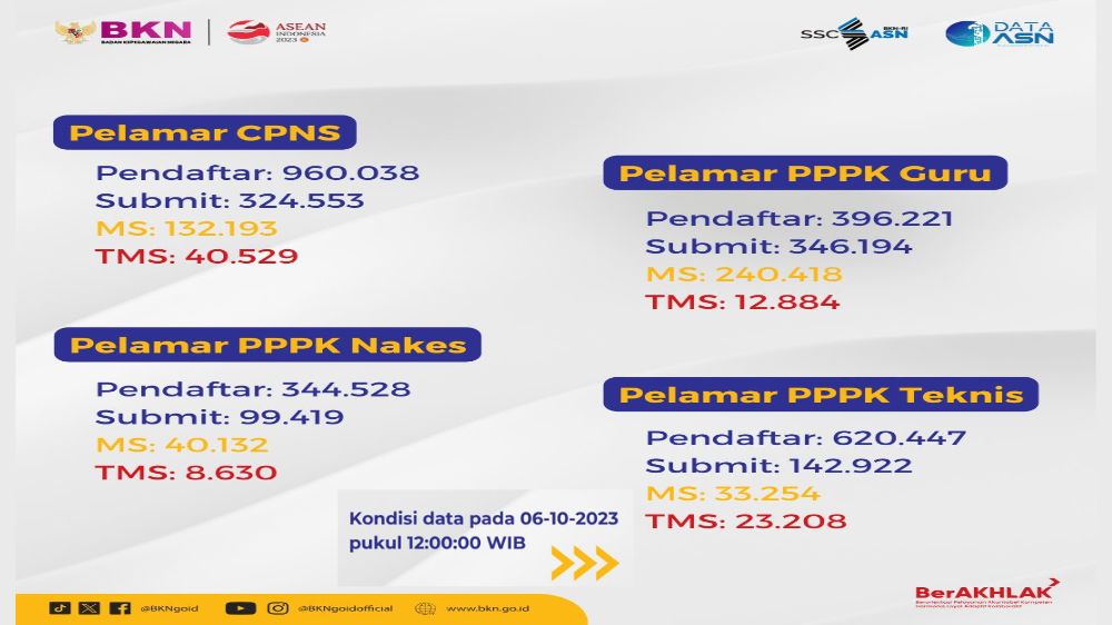 Statistik Terbaru Jumlah Pelamar CPNS dan PPPK 2023 
