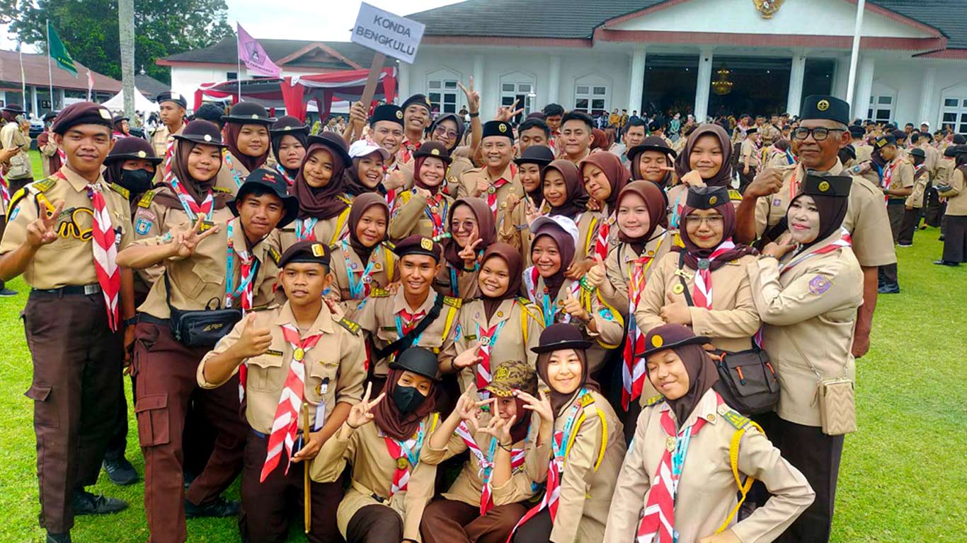 20 Anggota Kwarcab 0708 Lebong Ikut Sukseskan Kemah Bela Negara 2022 di Bengkulu
