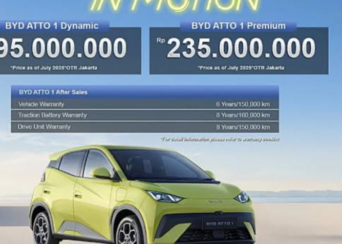 Harga BYD Atto 1 Mulai Rp 195 Juta, Dapat Garansi Baterai Berapa Lama?