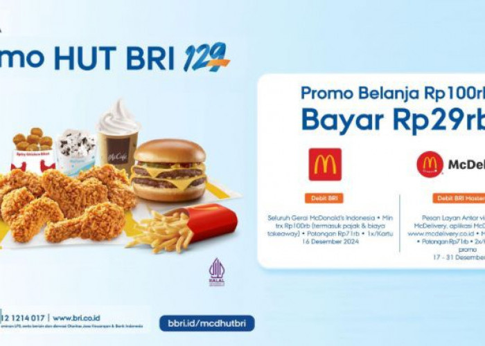 Nikmati Promo McD Potongan Harga Rp. 71.000 Dalam Rangka HUT BRI 129 Tahun