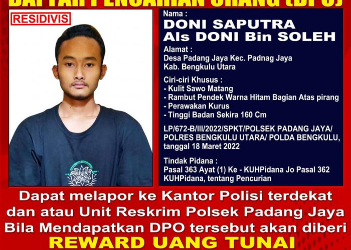 Bisa Tangkap DPO Pencurian Ini, Polsek Padang Jaya Hadiahi Uang Senilai Rp20 Juta 