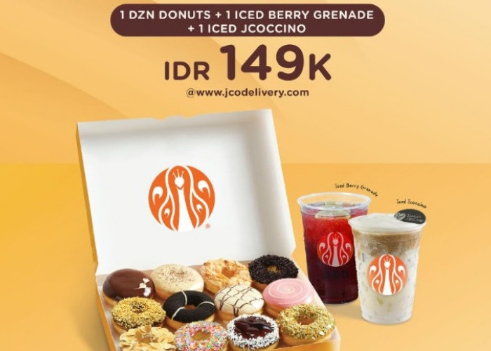 Promo JCO Oktober 2023: 1 Lusin Donuts + Iced Jcoccino + Berry Grenade Hanya Rp149.000