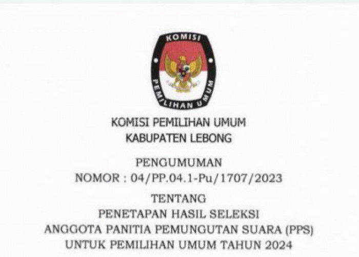 KPU Lebong Tetapkan PPS Terpilih Pemilu 2024,  Download Cek Nama Kamu di Sini