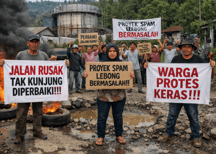 Jalan Rusak Tak Kunjung Diperbaiki, Proyek SPAM Lebong Warga Protes Keras