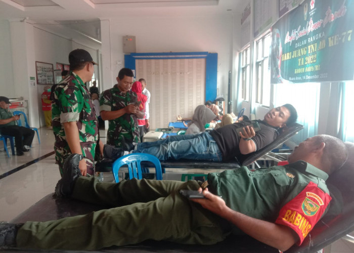 Kodim 0409/RL Gelar Bakti Sosial  Donor Darah Sambut Hari Juang TNI AD ke 77 