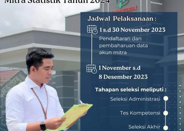 MARI MERAPAT,  Rekrutmen Mitra Statistik 2024 Dibuka, Catat Syarat dan Link Pendaftarannya di SINI