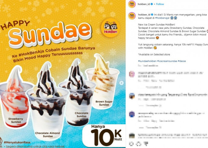 Cocok Temani Menu Makan Siang, Promo Ice Cream Sundae HokBen Hanya dengan 10 Ribu Rupiah!